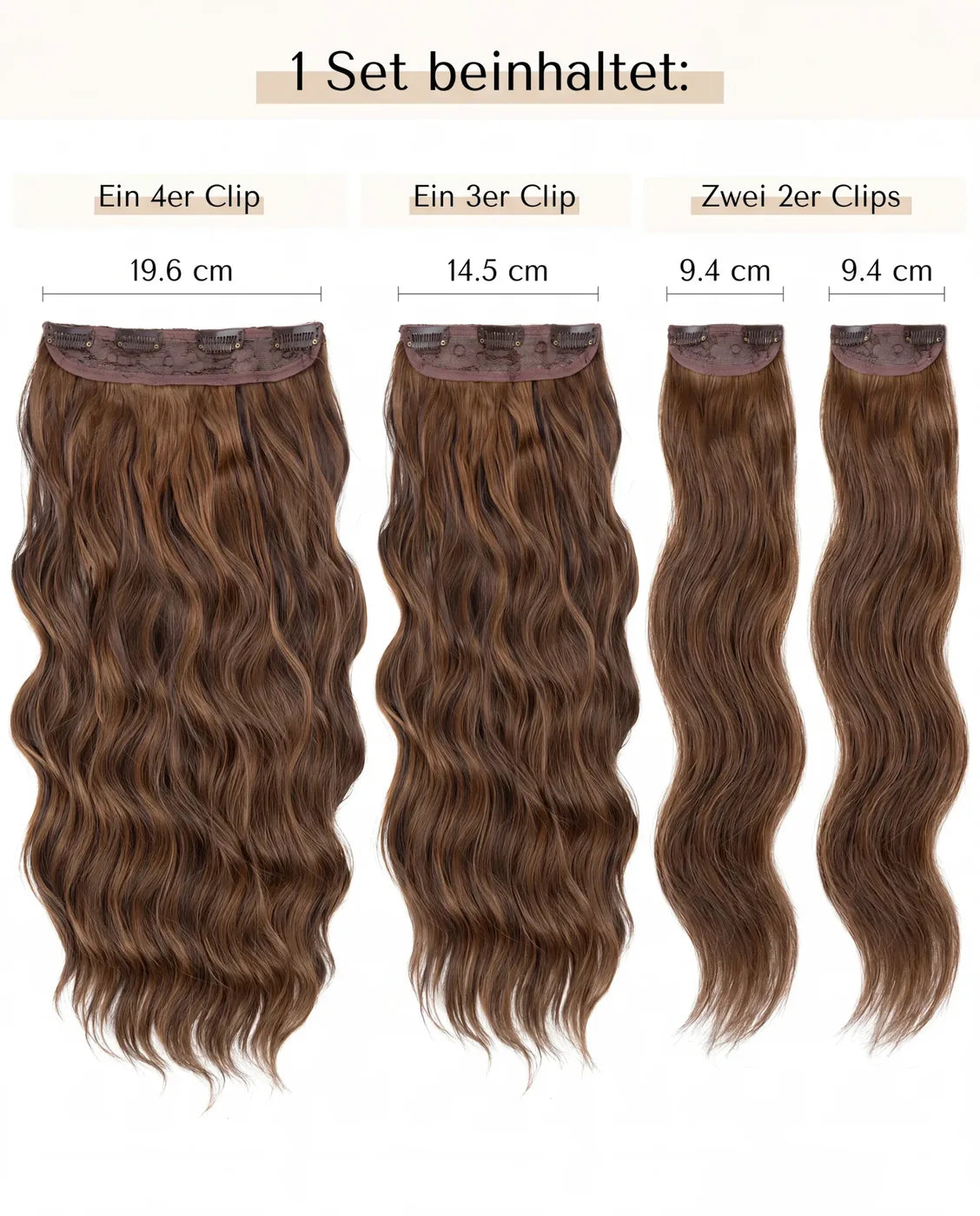 4 teiliges - Clip-in Extensions | 45cm - 200g