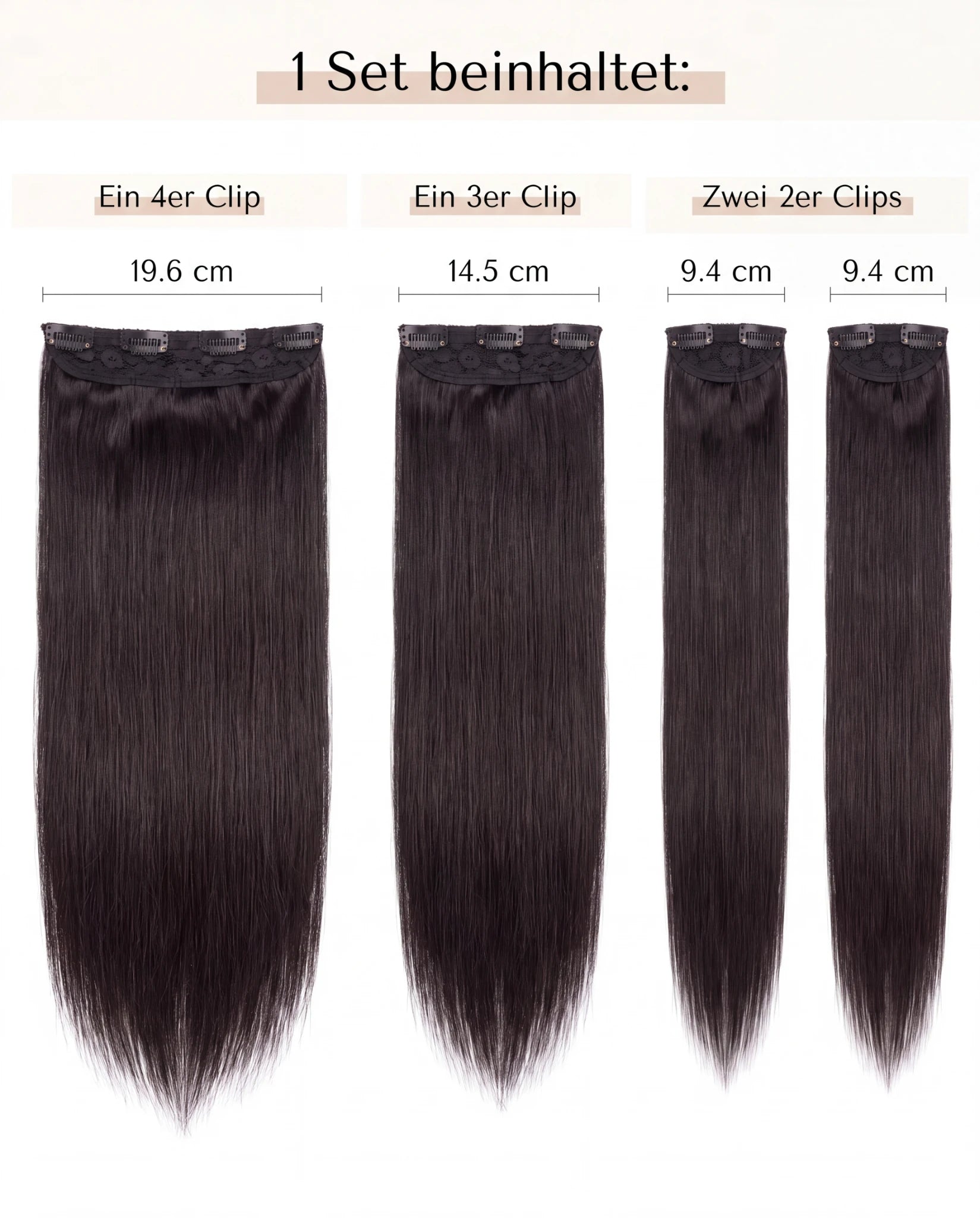 4 teiliges - Clip-in Extensions | Glatt